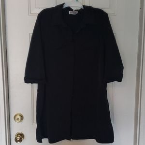 Womens button front black tunic